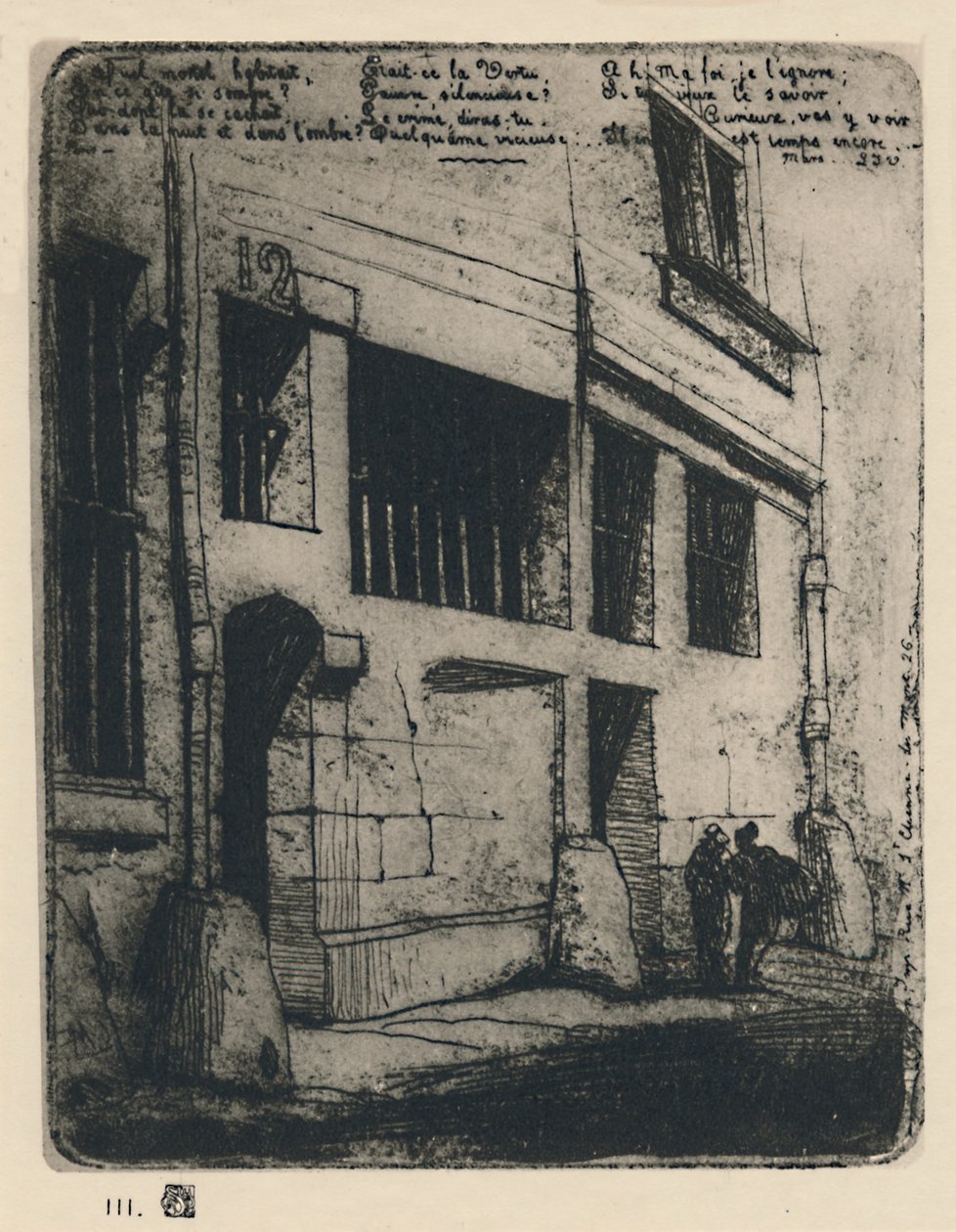 La Rue Des Bad Garcons, 3. osavaltio, 5 x 3 78 tuumaa, 1854, 1927 tekijältä Charles Meryon