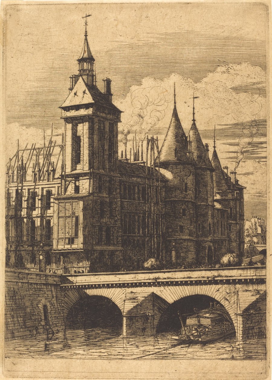 Kellotorni, Pariisi (The Clock Tower, Paris) tekijältä Charles Meryon
