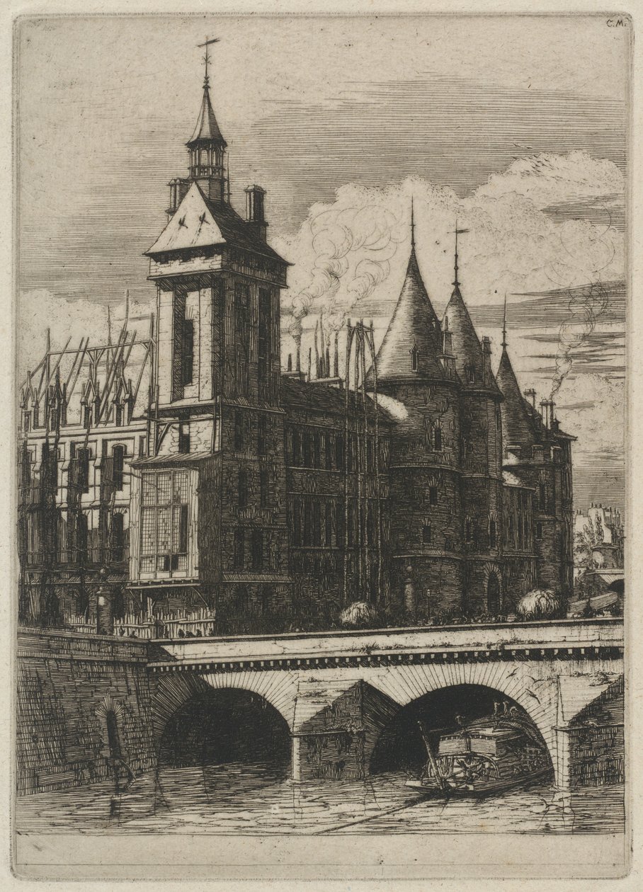 Kellotorni, Pariisi (The Clock Tower, Paris) tekijältä Charles Meryon