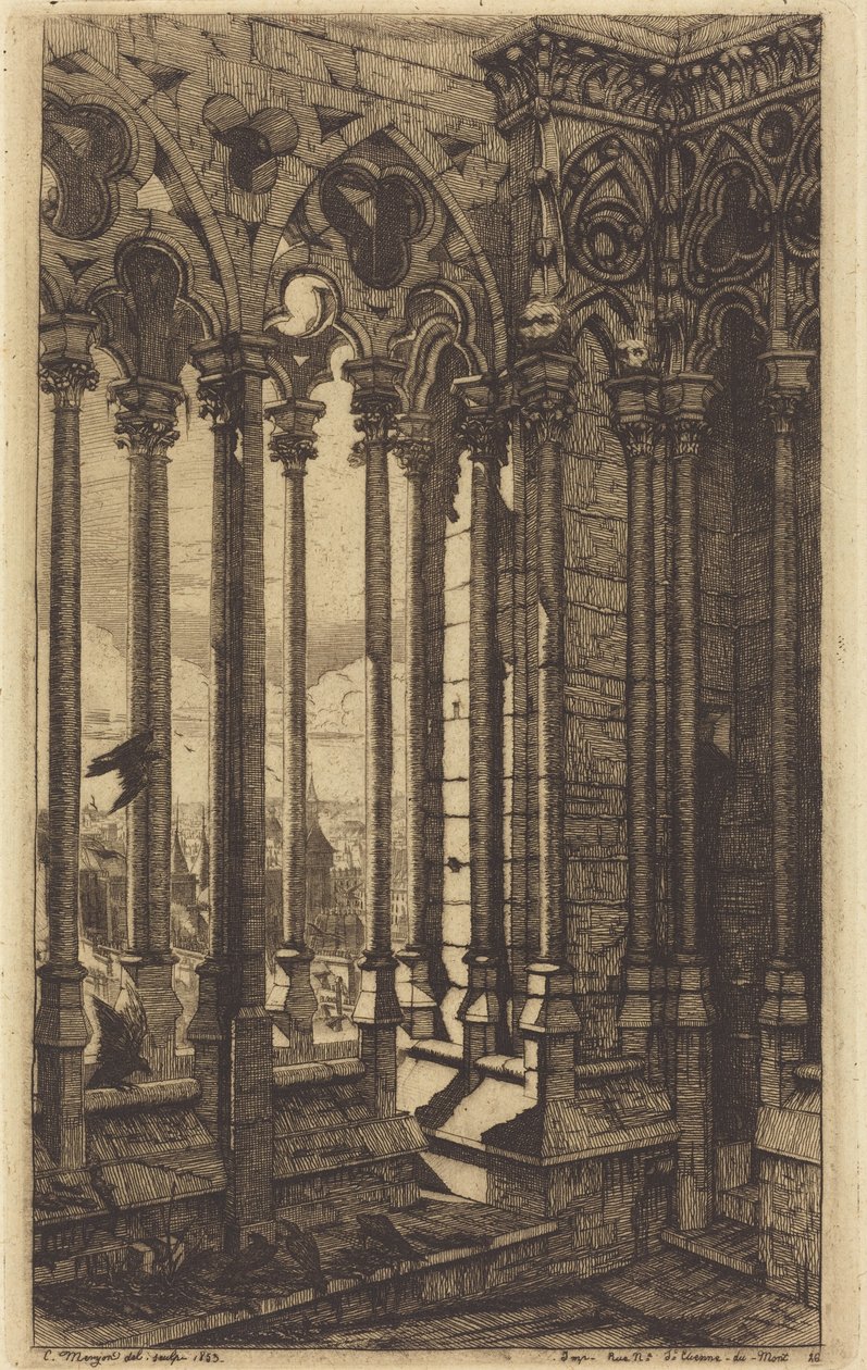 Notre-Dame-galleria, Pariisi (The Gallery of Notre Dame, Paris) tekijältä Charles Meryon
