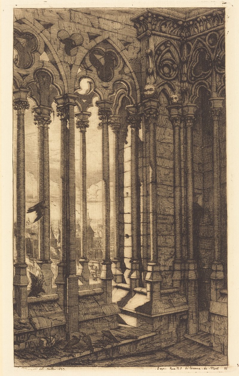 Notre-Dame-galleria, Pariisi (The Gallery of Notre Dame, Paris) tekijältä Charles Meryon