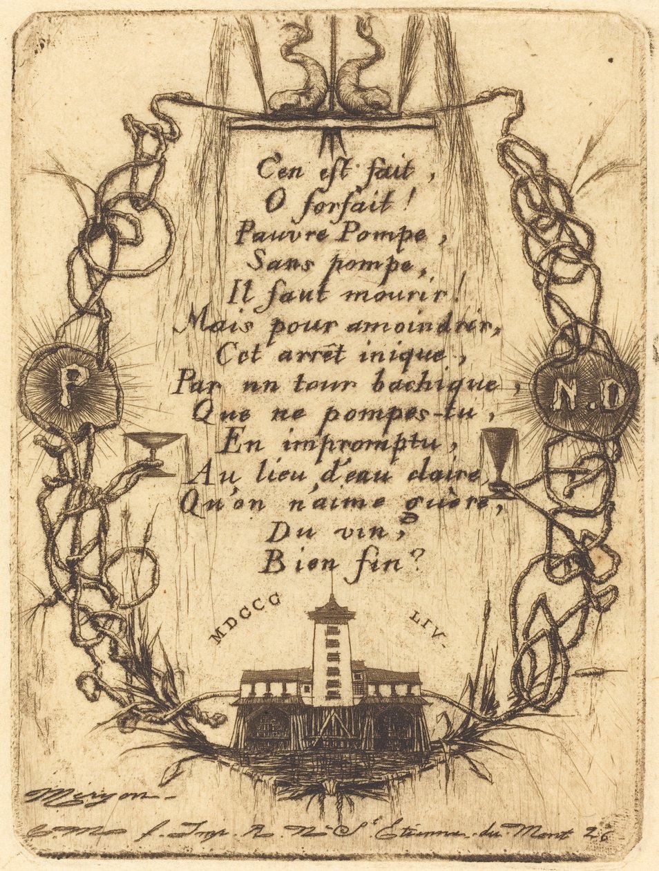 Pieni pumppu, Paris (The Notre Dame Pump, pieni levy) tekijältä Charles Meryon