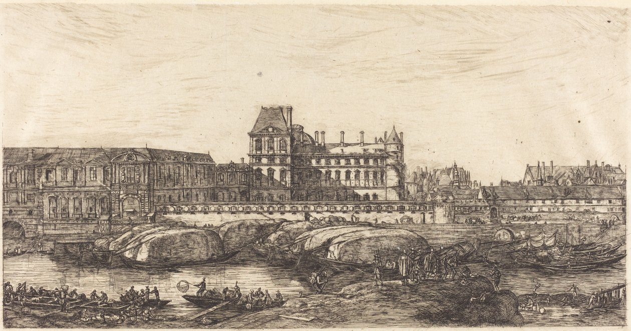 Vanha Louvre, Zeemanin maalauksesta, 1651 tekijältä Charles Meryon