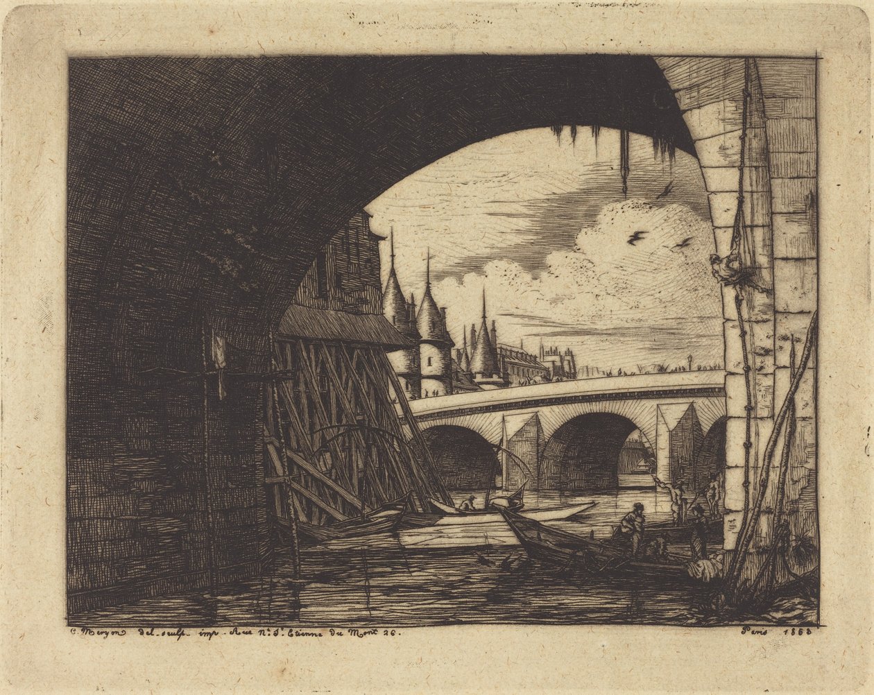 Pont Notre-Damen kaari, Pariisi tekijältä Charles Meryon