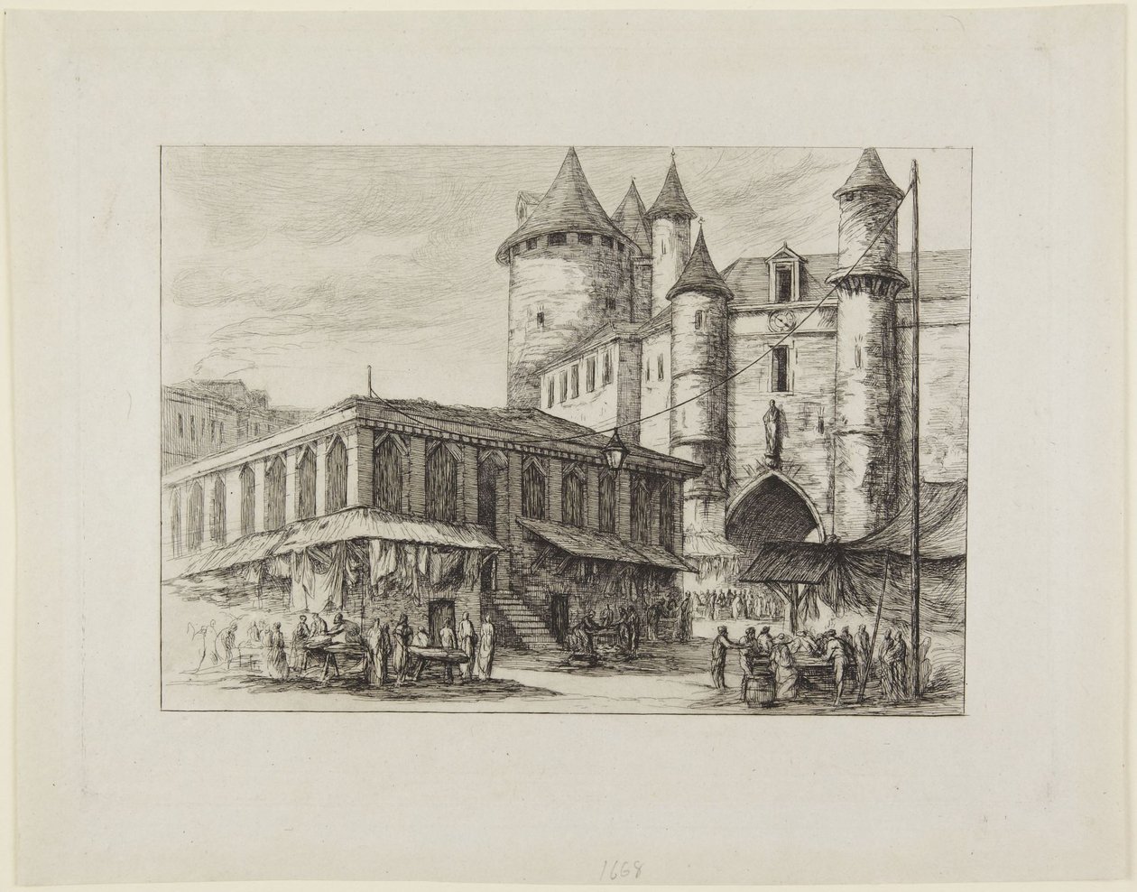 Grand Châtelet noin vuonna 1780 tekijältä Charles Meryon