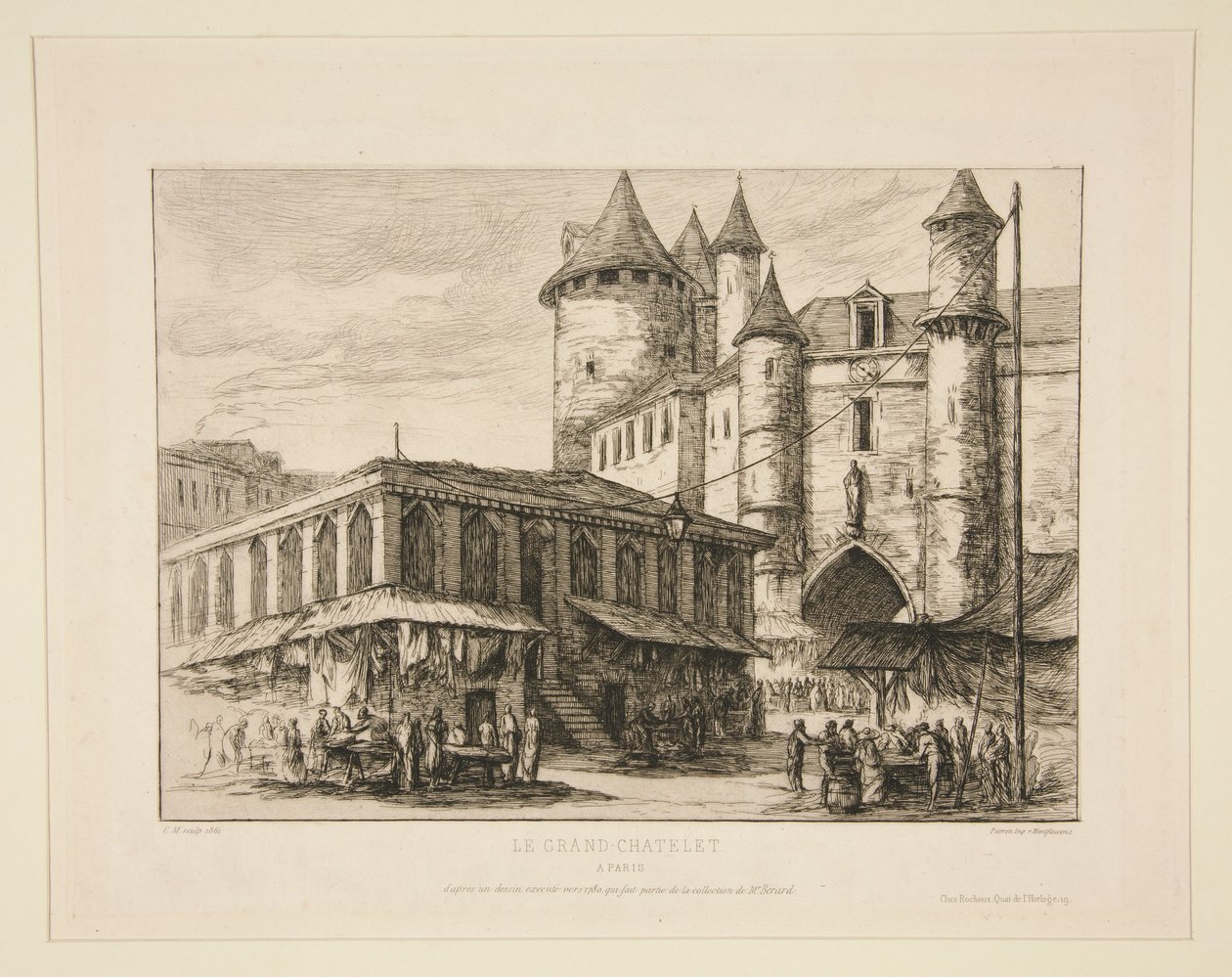Grand Châtelet noin vuonna 1780, aikalaispiirroksen mukaan tekijältä Charles Meryon