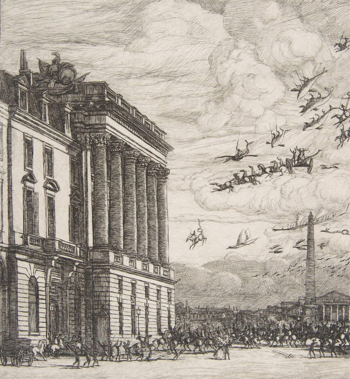 Merivoimien ministeriö, Admiraliteetti, Pariisi, 1865. tekijältä Charles Meryon