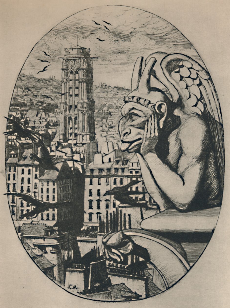 Le Stryge 8th State 6 34 x 5 18 tuumaa, 1853, 1927 tekijältä Charles Meryon