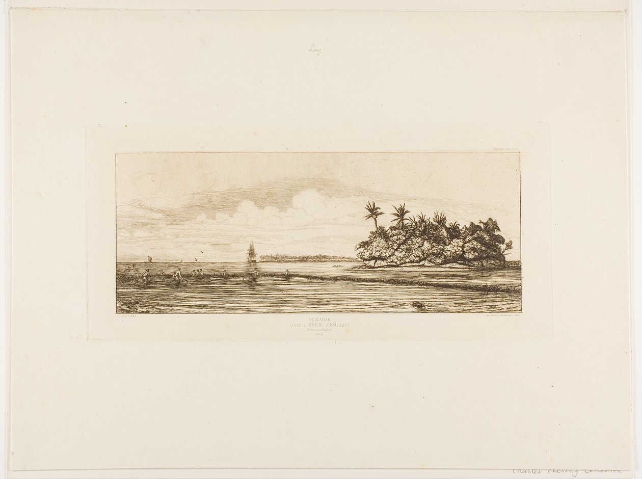 Oseania: Uea- tai Wallis-ryhmään kuuluvien palmusaarien lähellä, 1845. tekijältä Charles Meryon