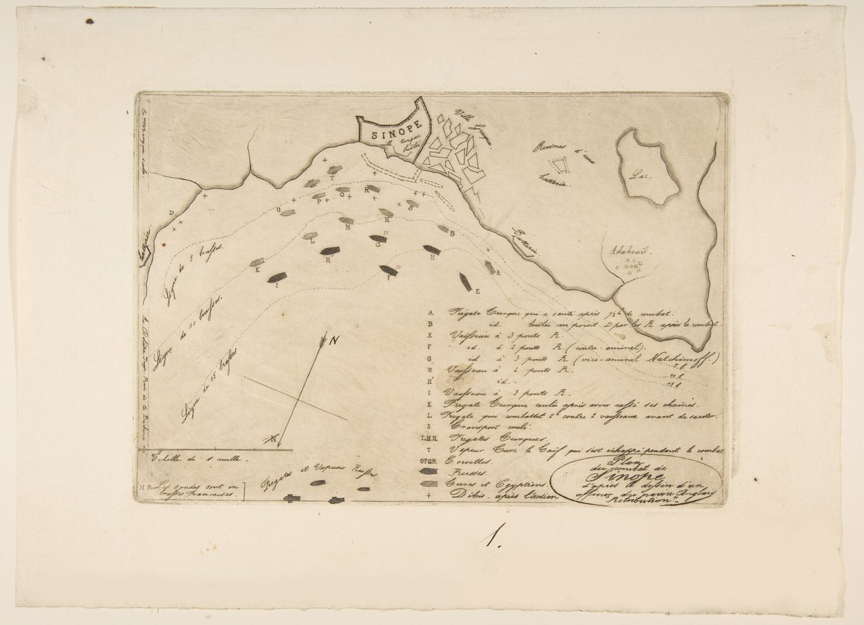 Sinopen taistelun suunnitelma, 1853. tekijältä Charles Meryon