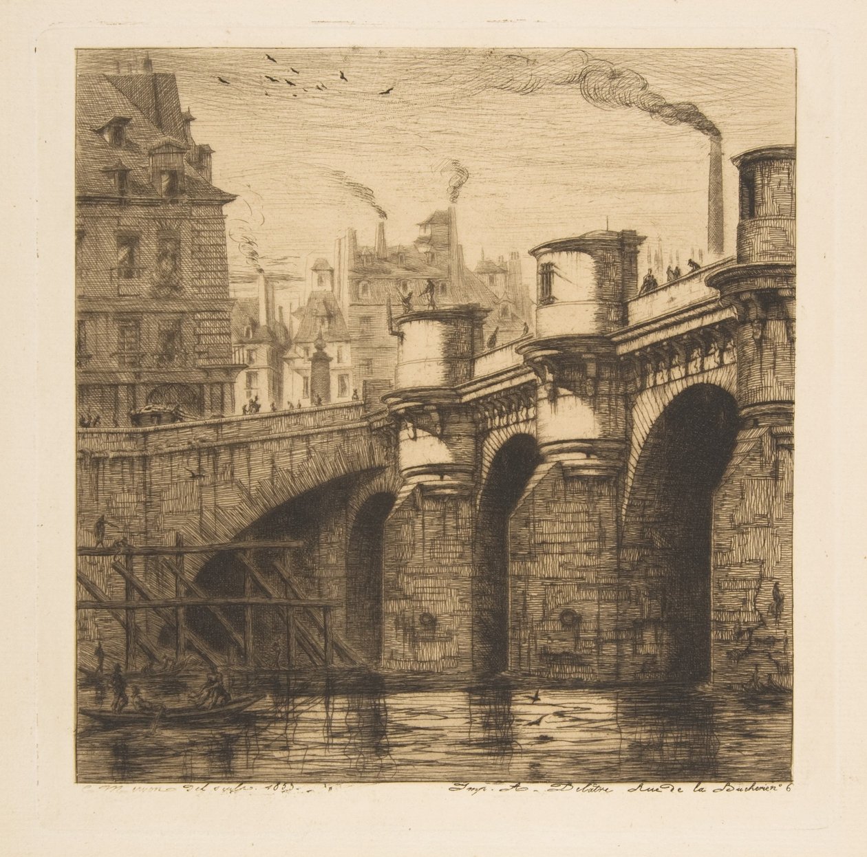 Pont Neuf, Pariisi, teoksesta "Pariisin etsauksia" tekijältä Charles Meryon