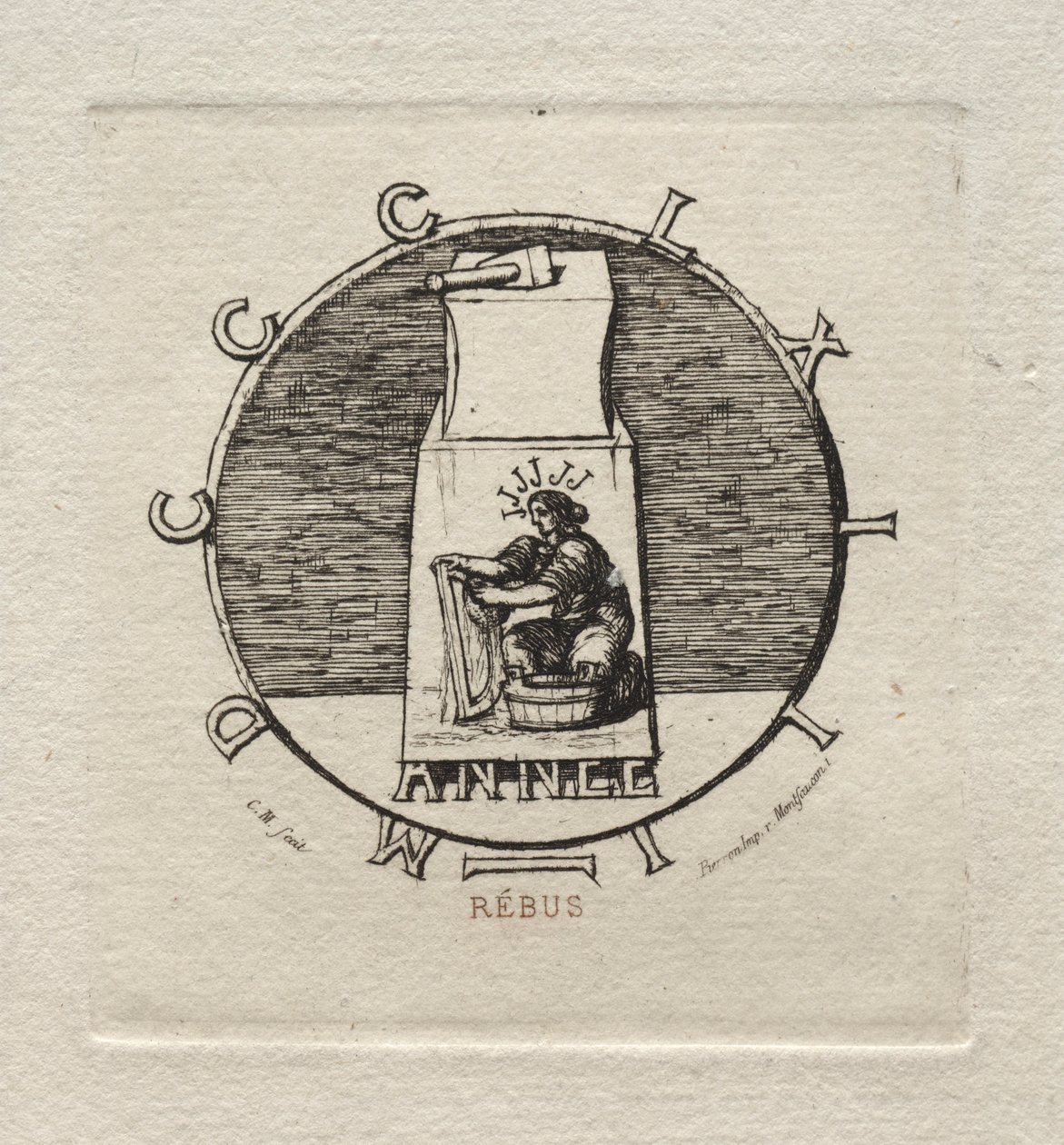 Rebus: Tässä on muinainen kosto, 1863. tekijältä Charles Meryon