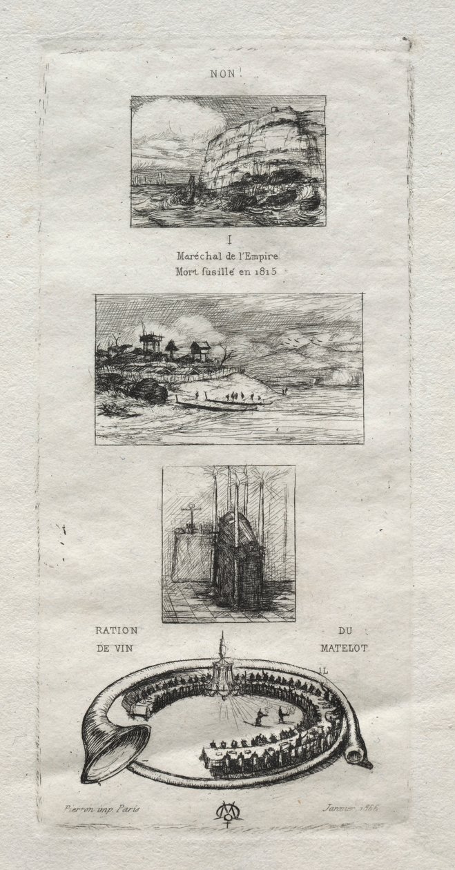 Rebus: Ei, Morny ei ole kuollut, sillä hän menee naimisiin uudelleen, 1866. tekijältä Charles Meryon