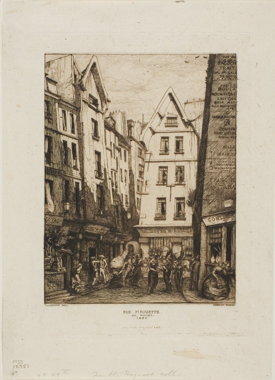 Rue Pirouette Les Hallesissa, Pariisissa tekijältä Charles Meryon