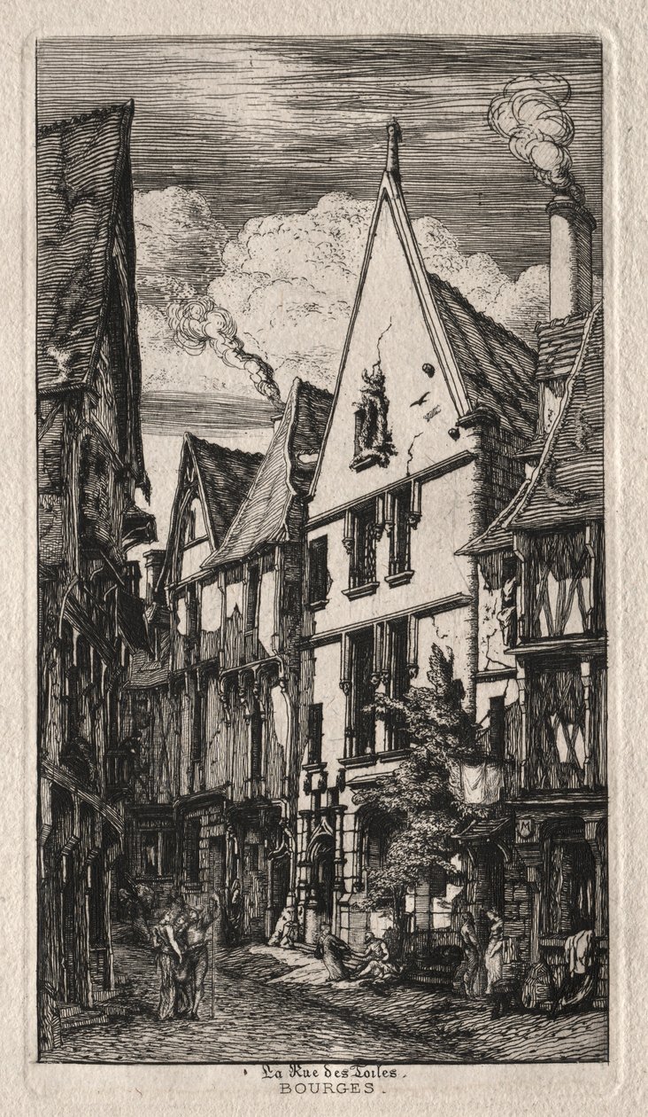 Rue des Toiles, Bourges, 1853. tekijältä Charles Meryon