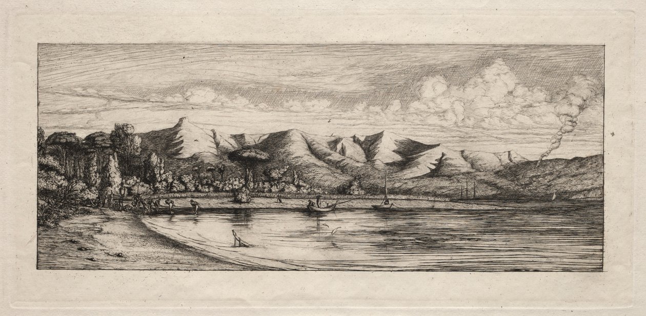 Seine Fishing off Charcoal Burners Pointissa, Akaroassa, 1865. tekijältä Charles Meryon