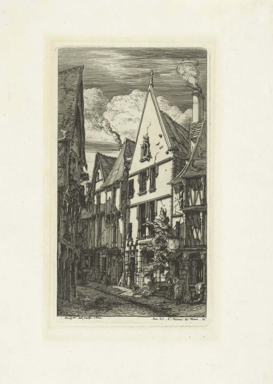 Straat Rue des Toiles Bourgesissa Rue des Toiles Bourgesissa tekijältä Charles Meryon