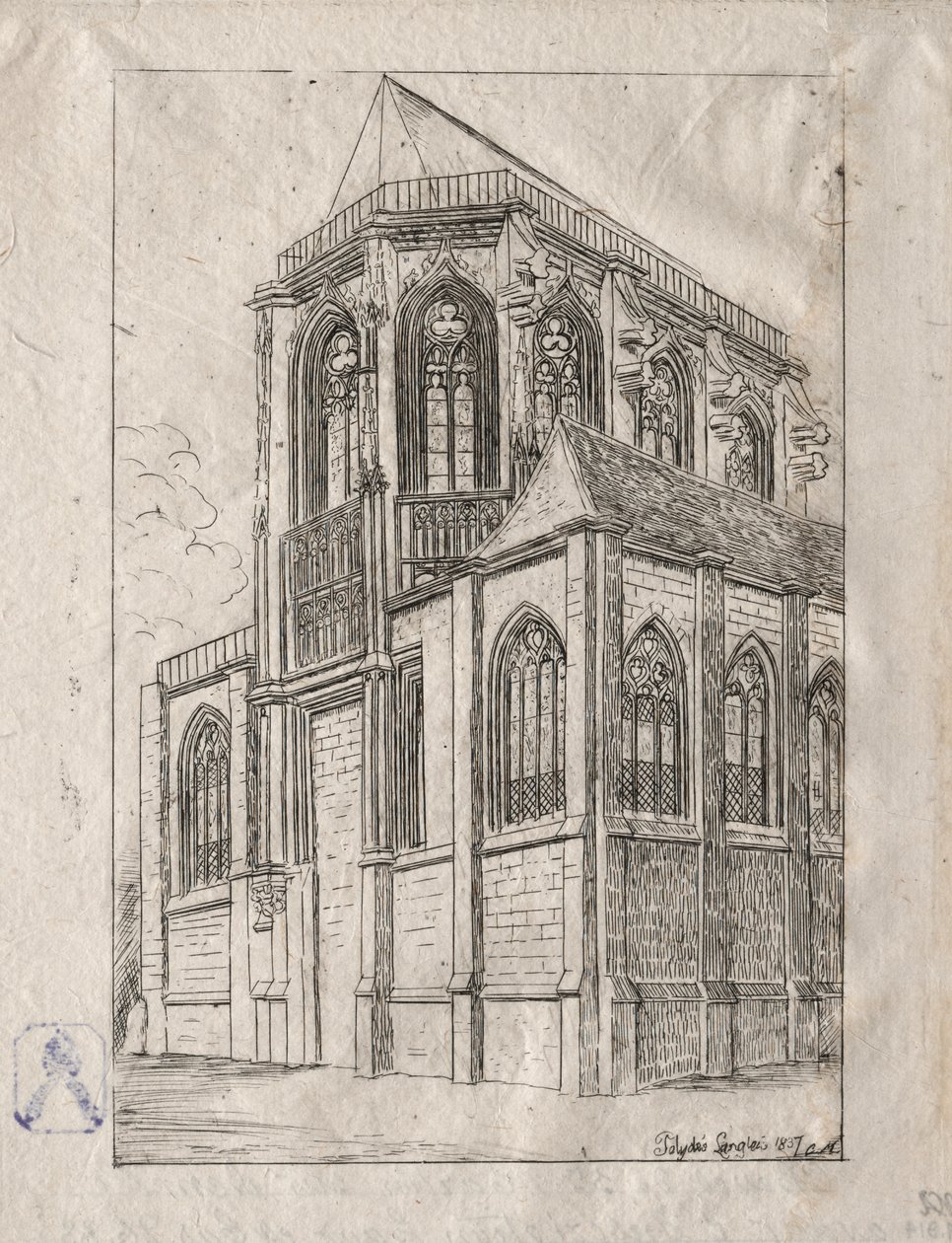St. Martin-sur-Renellen kirkon apse tekijältä Charles Meryon