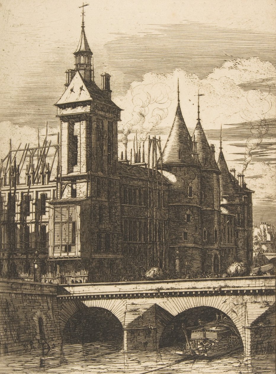 Kellotorni, Pariisi, 1852. tekijältä Charles Meryon