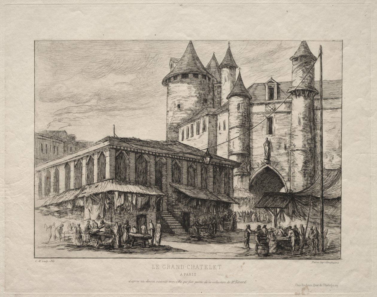 Grand Châtelet, Pariisi, noin 1780 tekijältä Charles Meryon