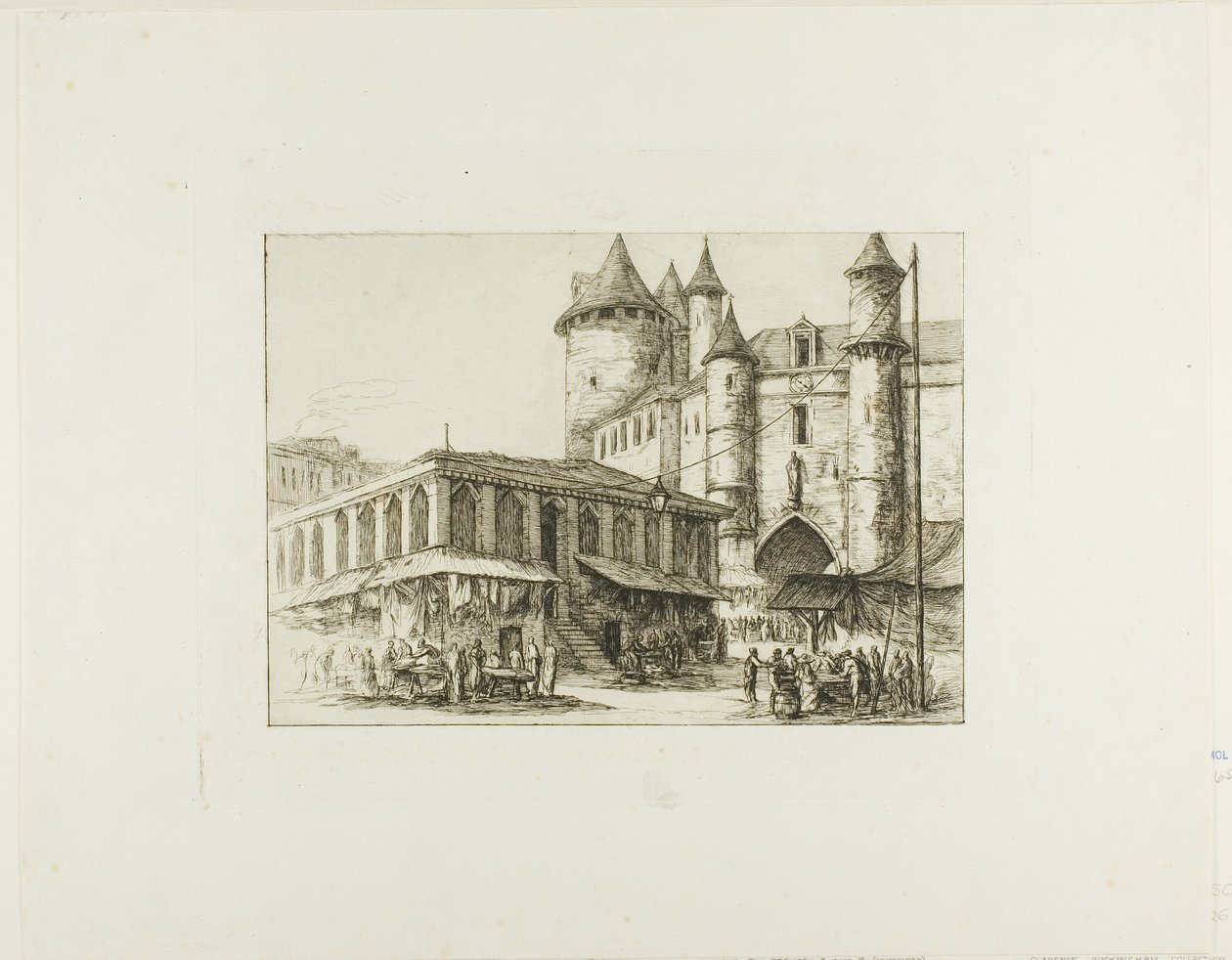 Grand Châtelet, Pariisi, n. 1780, aikaisemman piirustuksen jälkeen tekijältä Charles Meryon
