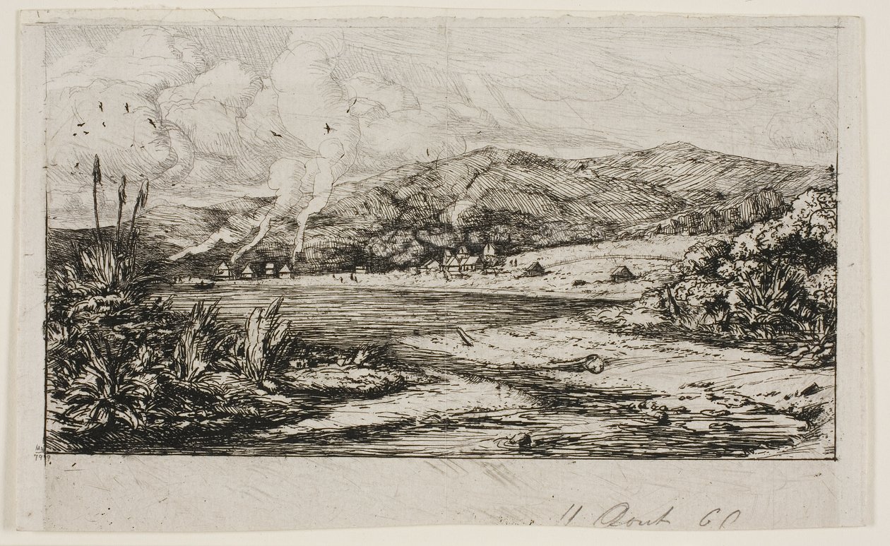Pieni ranskalainen siirtomaa Akaroassa, 1845 tekijältä Charles Meryon