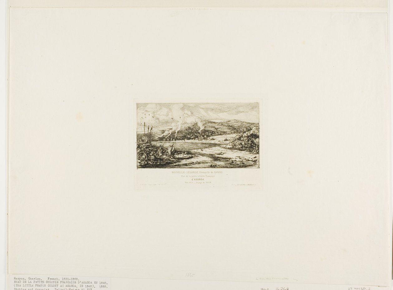 Pieni ranskalainen siirtomaa Akaroassa, 1845 tekijältä Charles Meryon