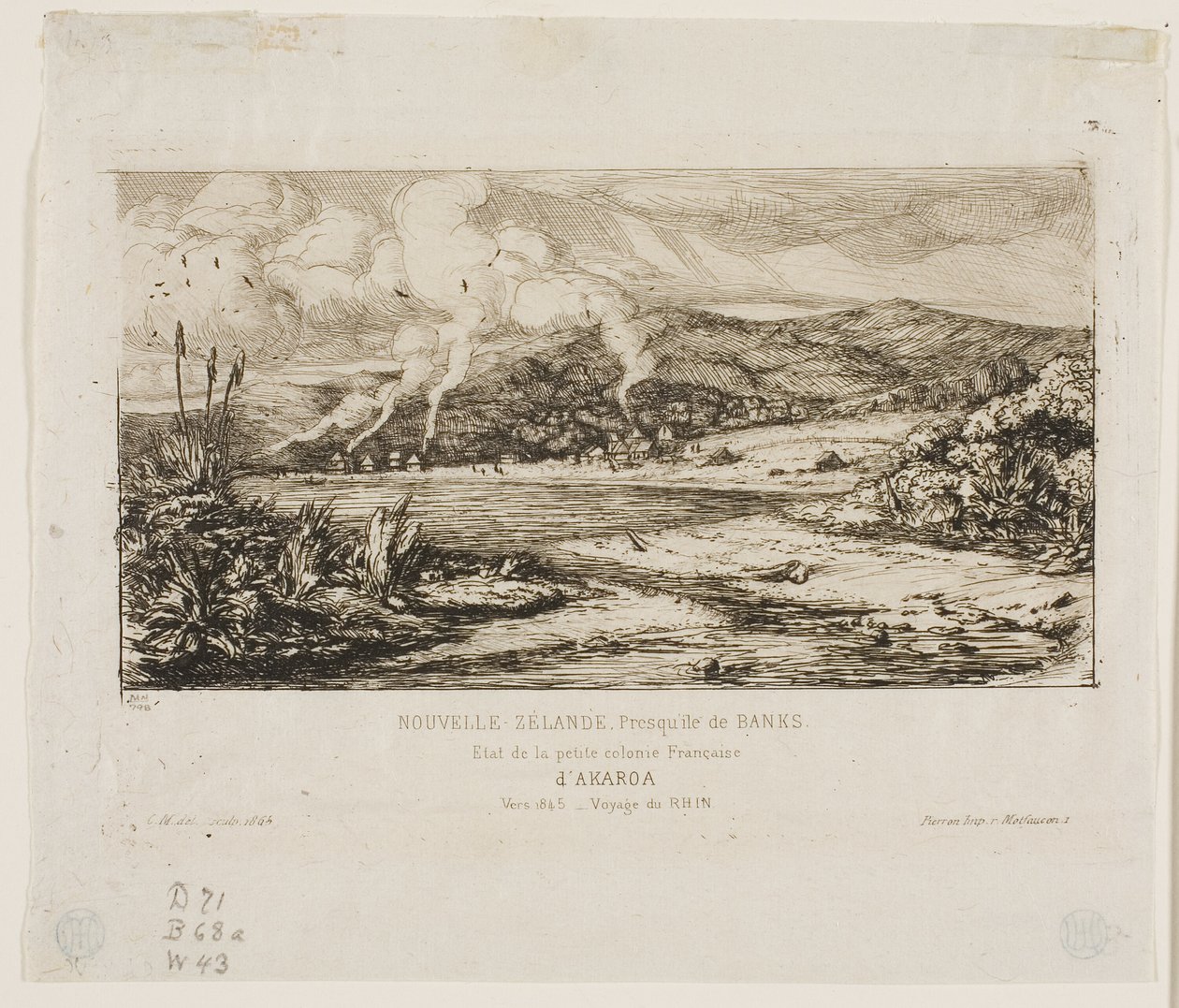 Pieni ranskalainen siirtomaa Akaroassa, 1845 tekijältä Charles Meryon