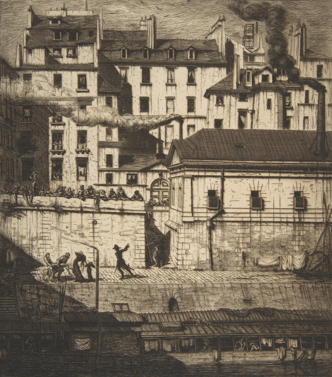 Mortuary, Paris La Morgue, 1854. tekijältä Charles Meryon