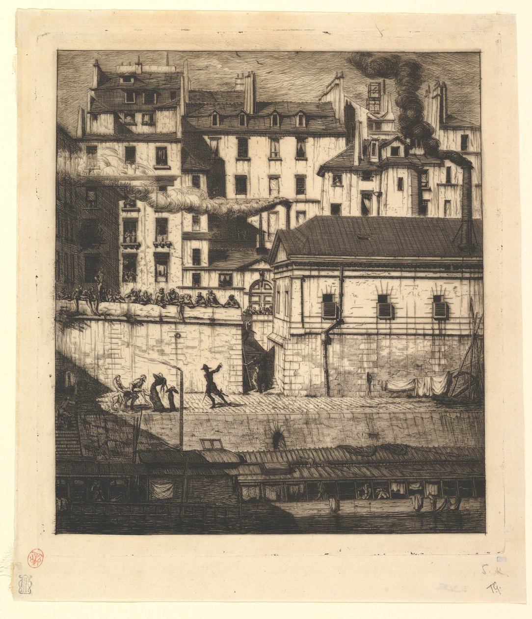 Mortuary, Paris La Morgue, 1854. tekijältä Charles Meryon