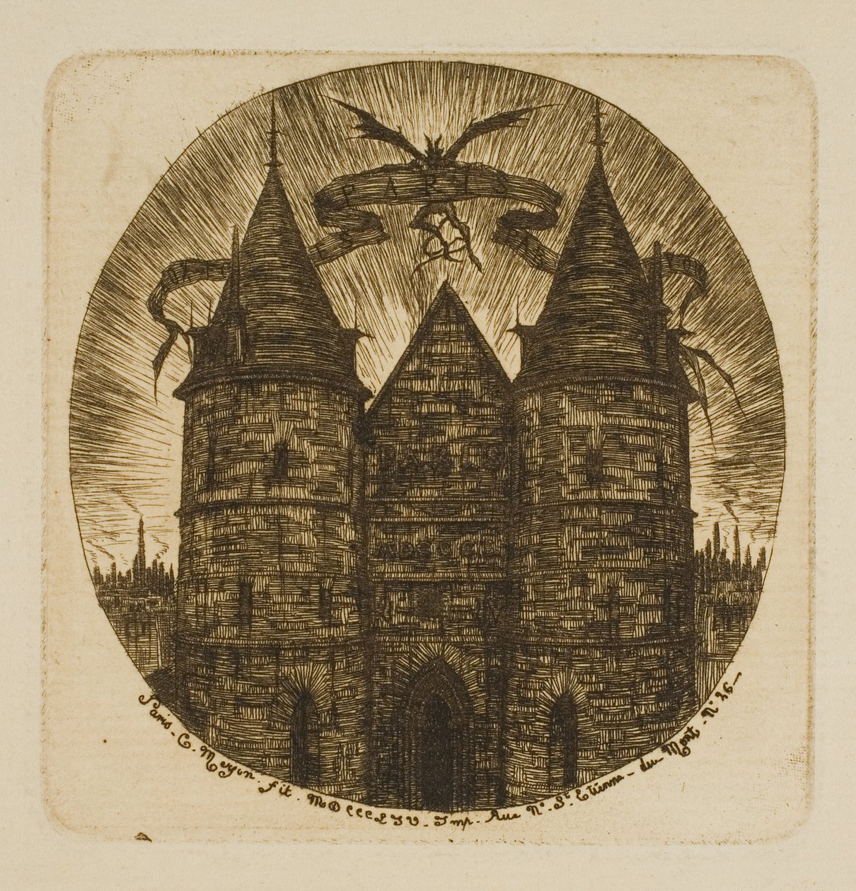 Palais de Justice -palatsin vanha portti, Pariisi tekijältä Charles Meryon