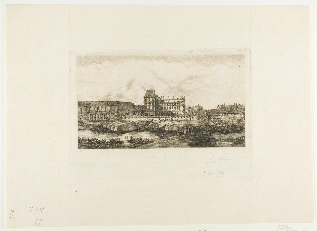 Vanha Louvre, Pariisi, 1651 tekijältä Charles Meryon