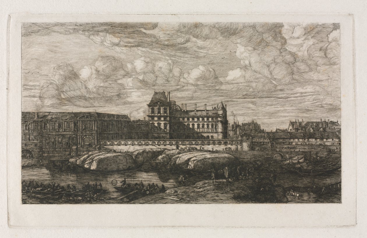 Vanha Louvre Zeemanin maalauksesta, 1651 tekijältä Charles Meryon