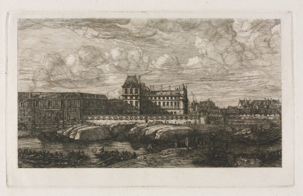 Vanha Louvre Zeemanin maalauksesta, 1651, 1866. tekijältä Charles Meryon