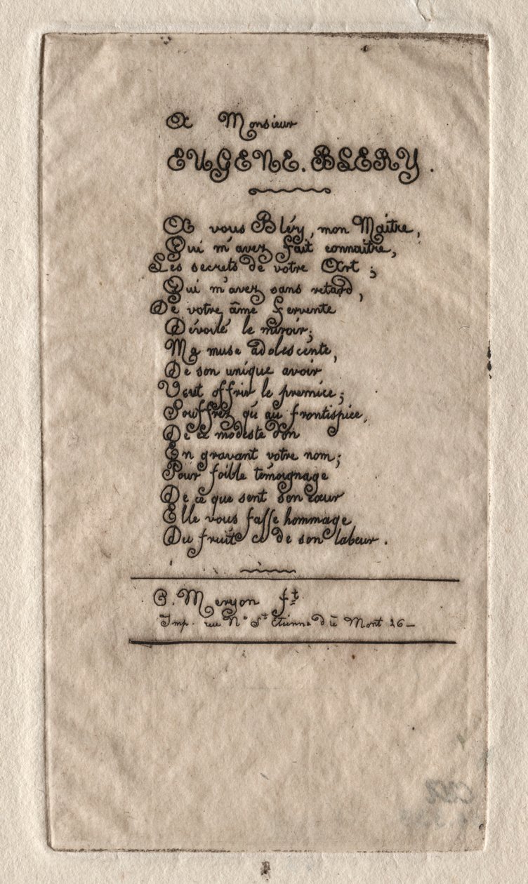 Jakeita Eugène Blérylle, 1854. tekijältä Charles Meryon