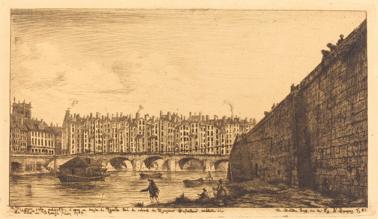 Pont-au-Change, Pariisi, noin 1784 tekijältä Charles Meryon after Victor Jean Nicolle