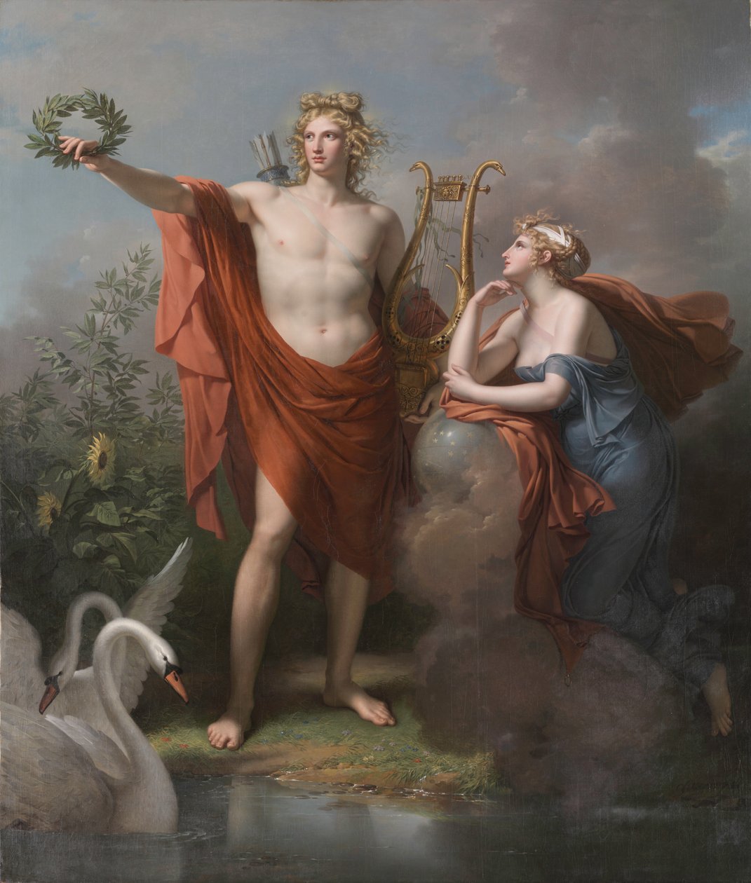 Apollo, valon, kaunopuheisuuden, runouden ja taiteen jumala Uranian kanssa, tähtitieteen museo tekijältä Charles Meynier