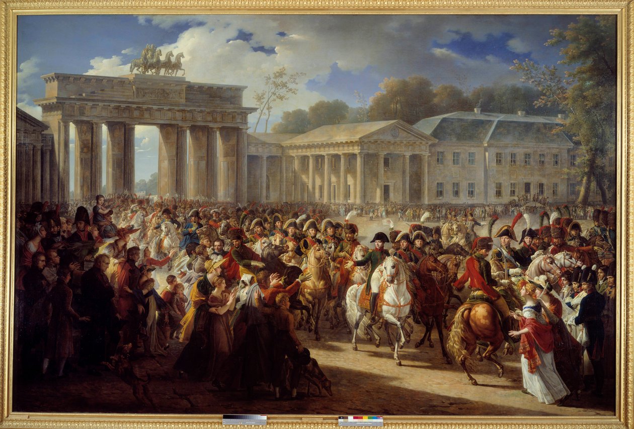 Napoleon I:n saapuminen Berliiniin, johtamassa puutarhaansa Brandenburgin portin läpi (1806) tekijältä Charles Meynier