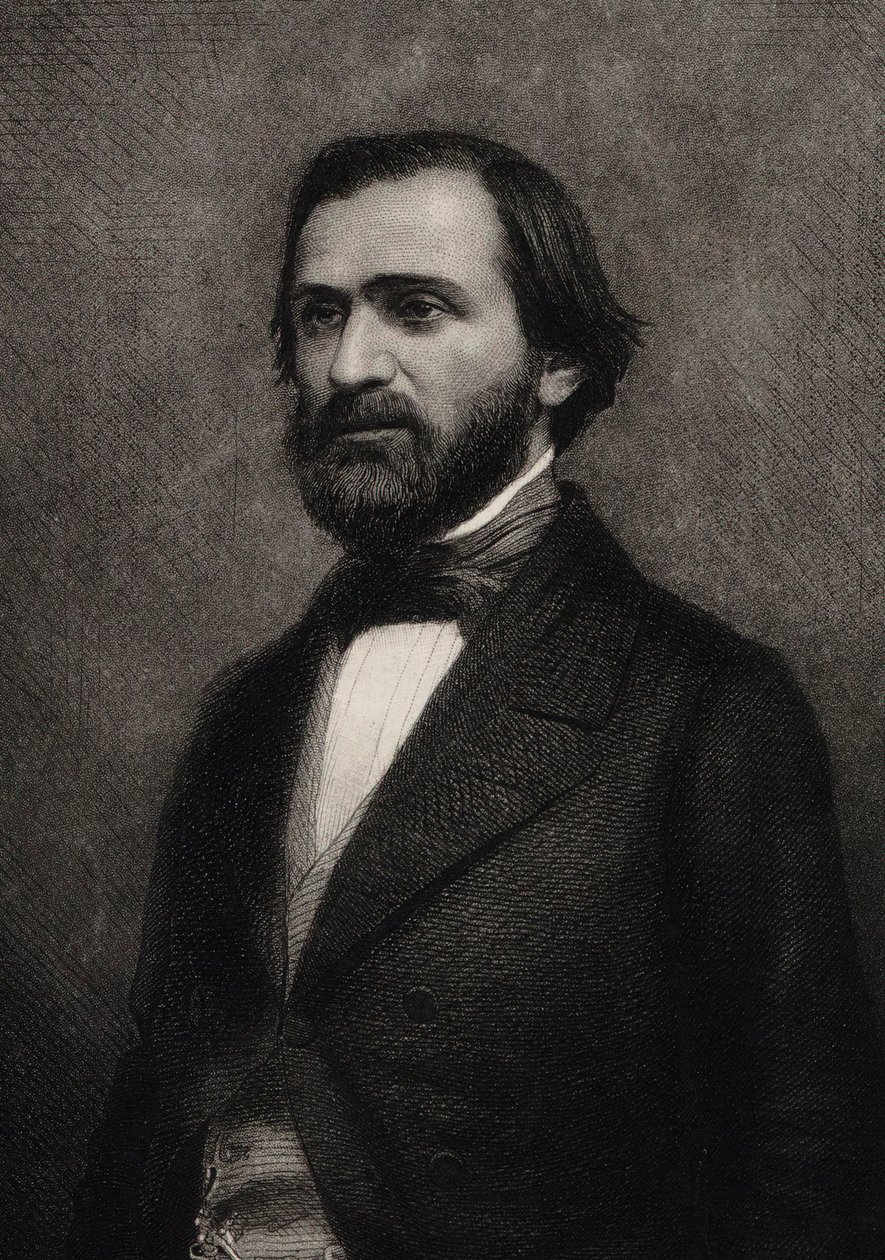 Säveltäjä Giuseppe Verdin muotokuva 1813-1901, n. 1850. tekijältä Charles Michel Geoffroy