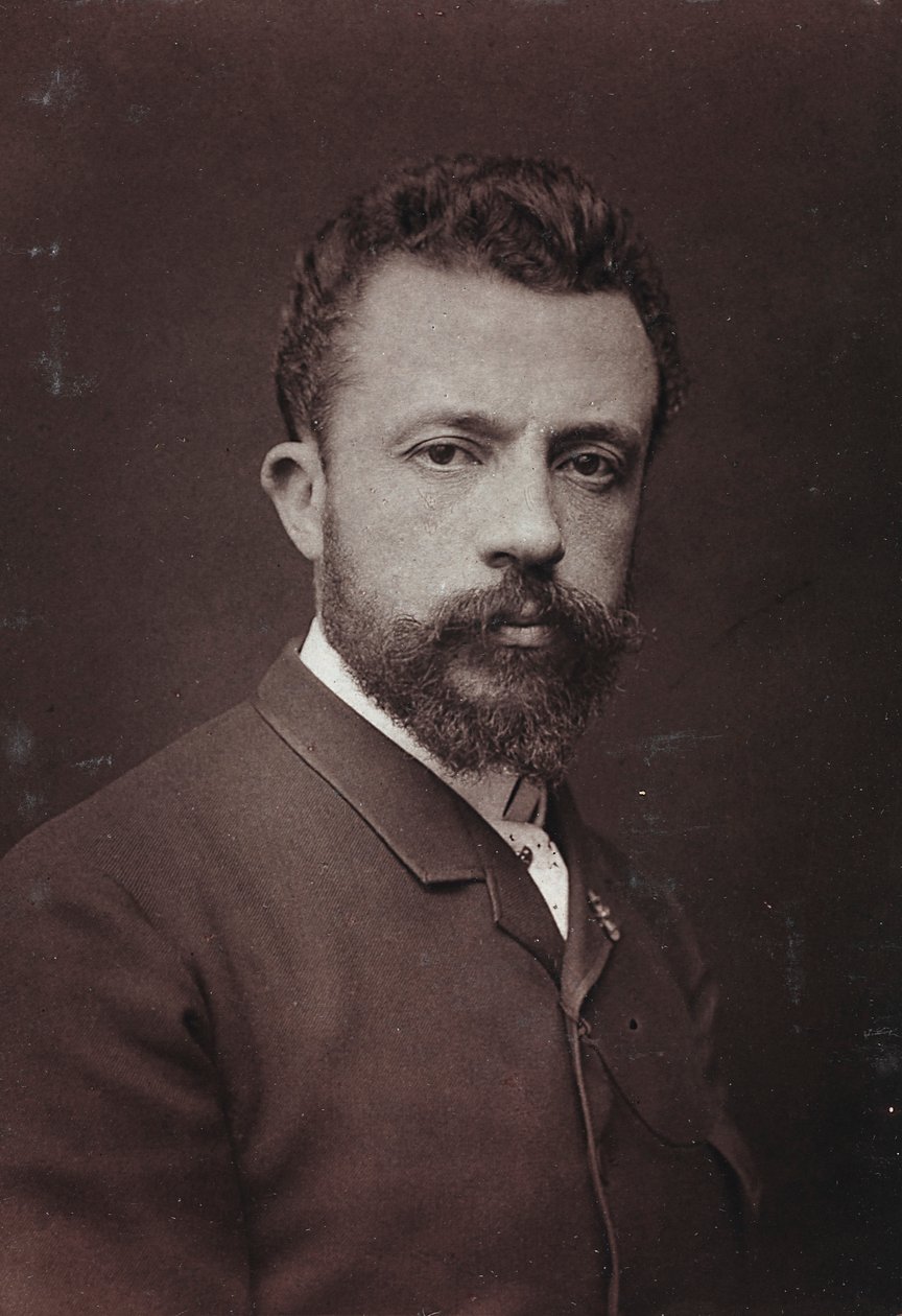 Taiteellinen ja elämäkerrallinen albumi, 5. vuosi, Salon 1885; belgialaisen taidemaalarin Évariste Carpentierin (1845-1922) muotokuva tekijältä Charles Michelez