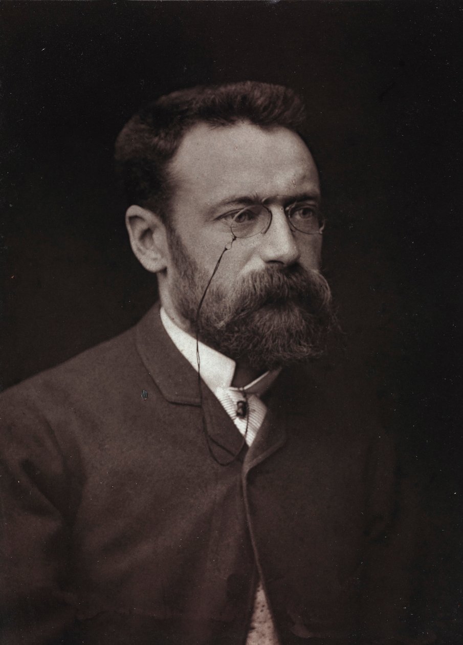 Taiteellinen ja elämäkerrallinen albumi, 5. vuosi, Salon 1885; ranskalaisen taidemaalarin Paul Tavernierin (1852-1943) muotokuva tekijältä Charles Michelez