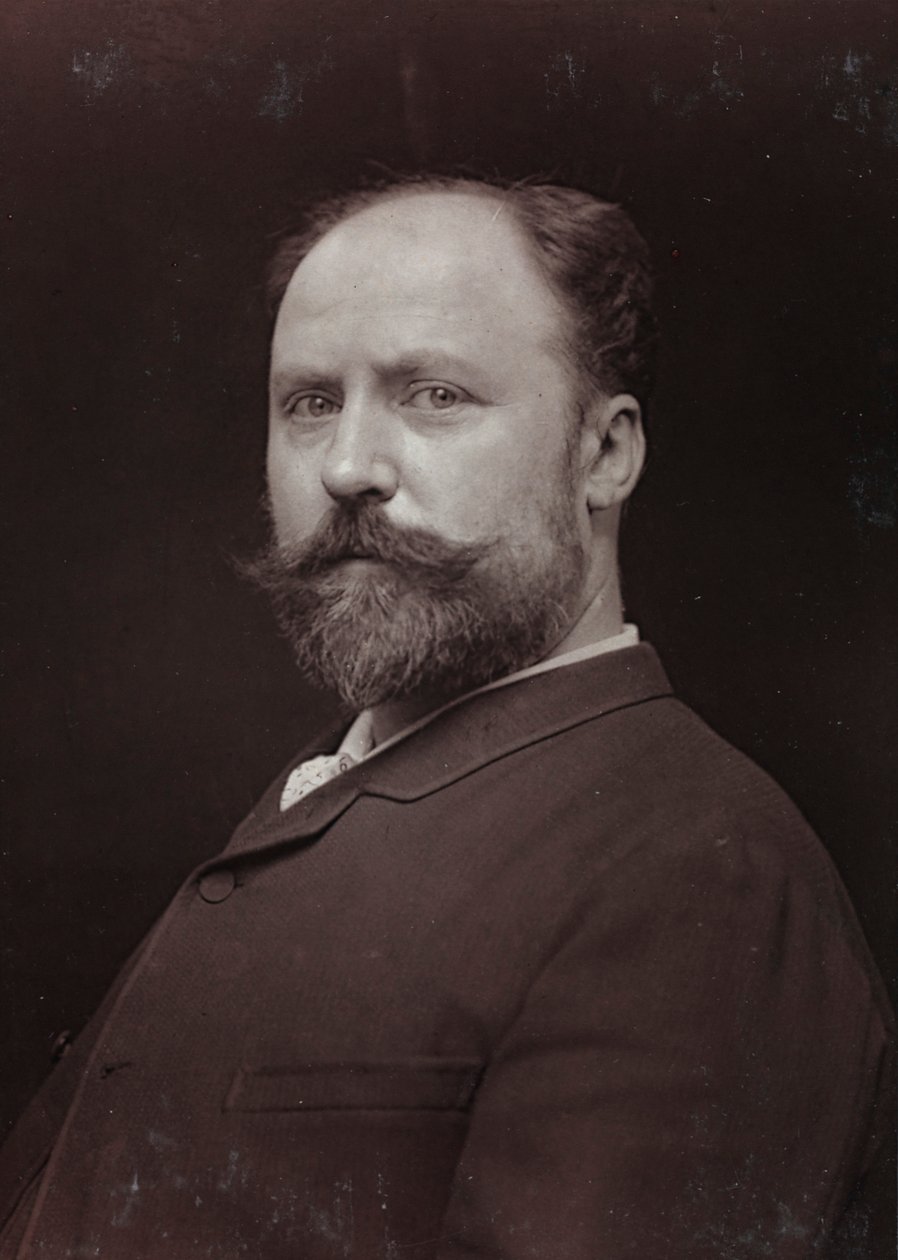 Taiteellinen ja biografinen albumi, 6. vuosi, Salon 1885; muotokuva ranskalaisesta taidemaalari Paul Grolleronista (1848-1901) tekijältä Charles Michelez