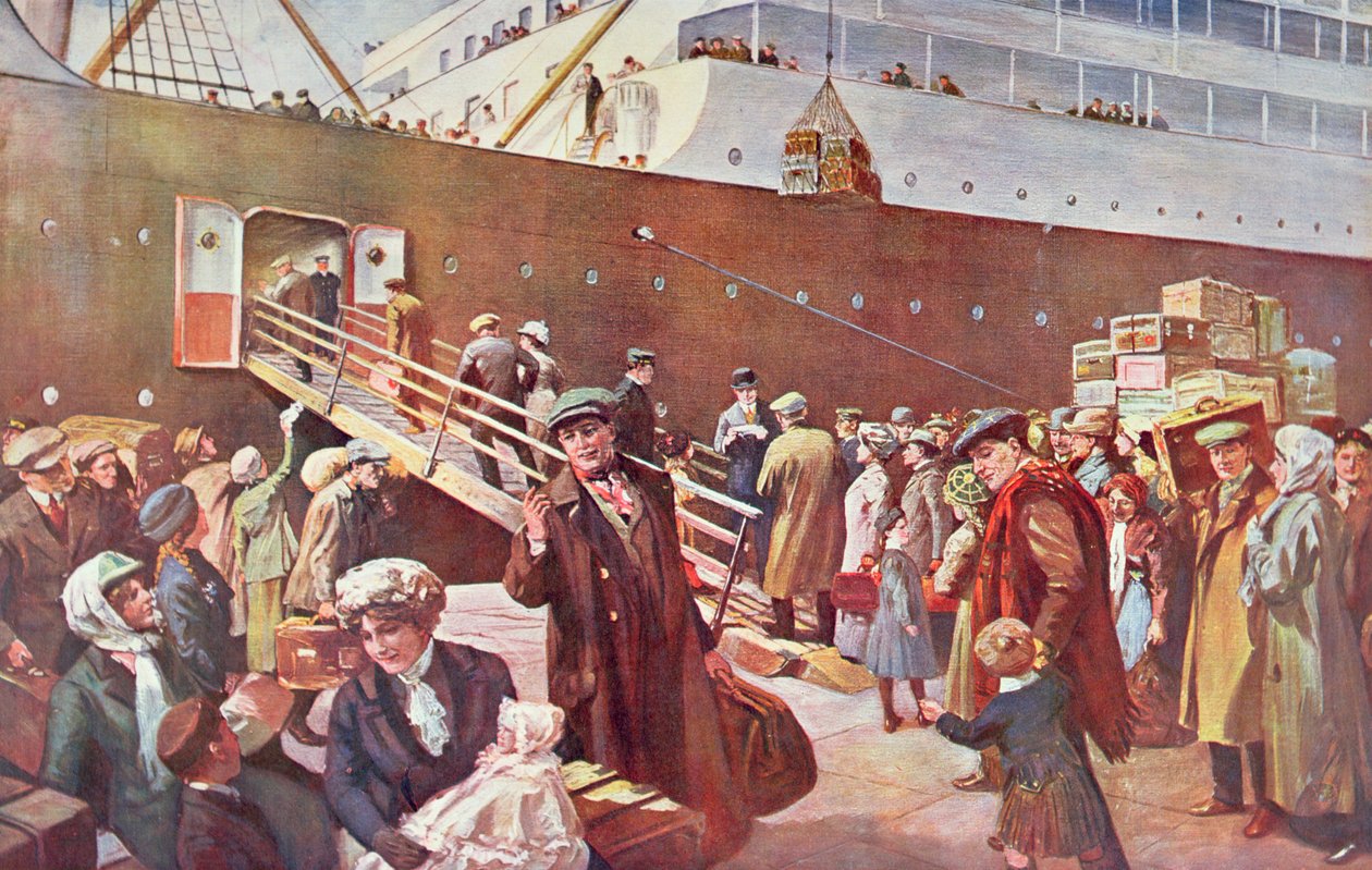 Kanadaan lähtevät siirtolaiset RMS Empress -aluksella Liverpoolissa tekijältä Charles Mills Sheldon