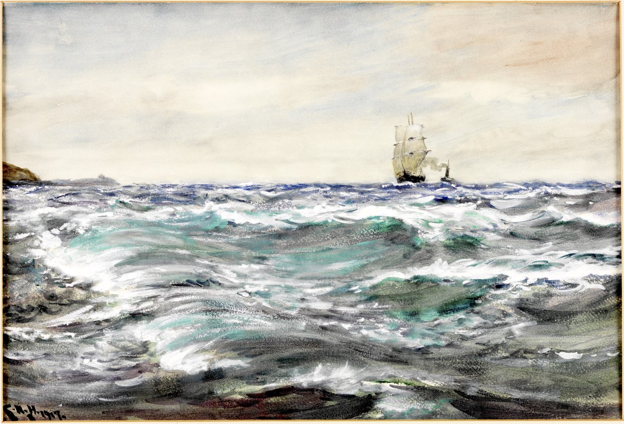 Rough Water on the Bar (vesiväri ja vartaloväri paperilla) tekijältä Charles Napier Hemy