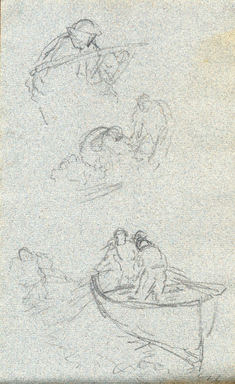 Luonnosvihko (liitu (valkoinen) ja kynä paperille) tekijältä Charles Napier Hemy