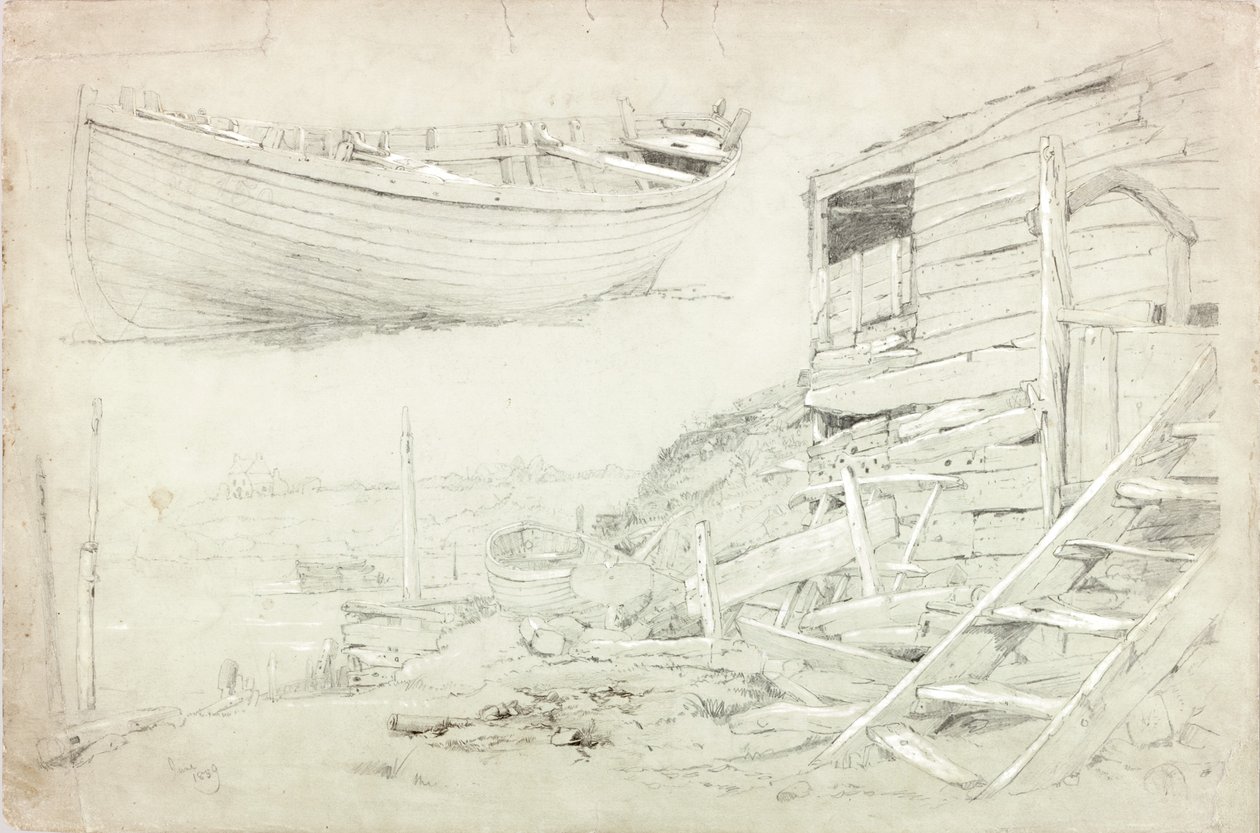 Opiskelut (vartalonväri ja kynä paperille) tekijältä Charles Napier Hemy