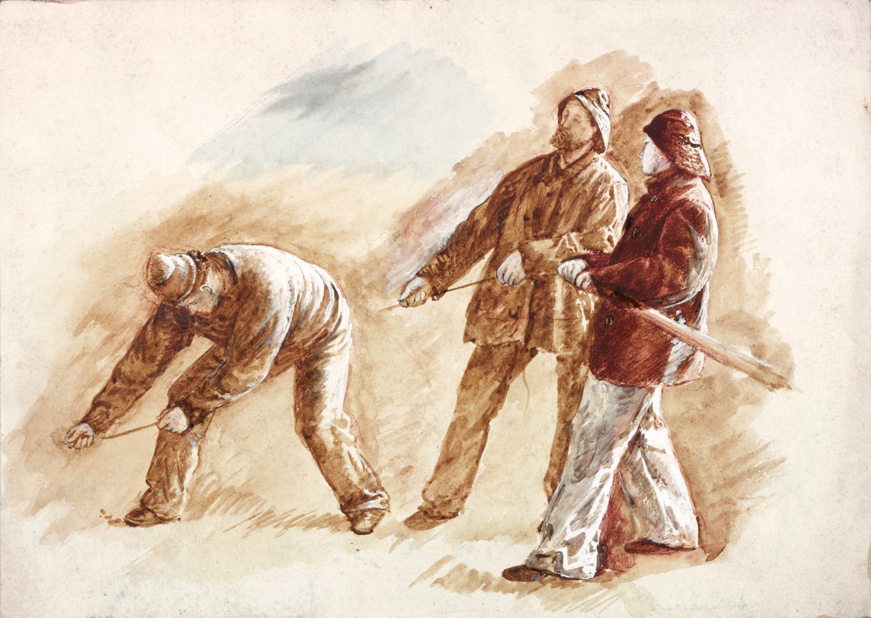 Tutkimus kalastajista työssä (vartaloväri ja akvarelli paperille) tekijältä Charles Napier Hemy