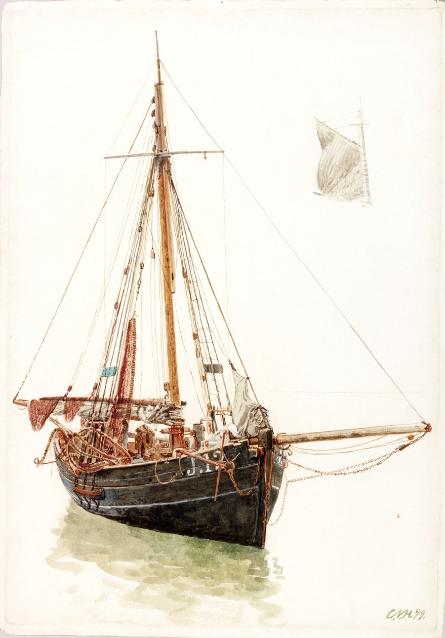 Kalastusveneen tutkimus (rungon väri) tekijältä Charles Napier Hemy