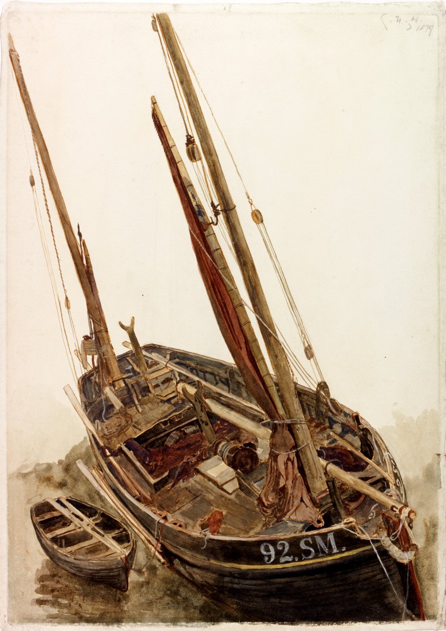 Tutkimus kalastusveneestä ja jollasta (bodycolour) tekijältä Charles Napier Hemy