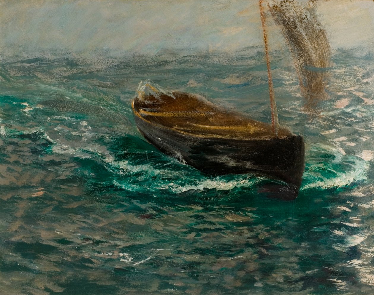 Purjehdusveneen tutkimus (öljy paperille) tekijältä Charles Napier Hemy